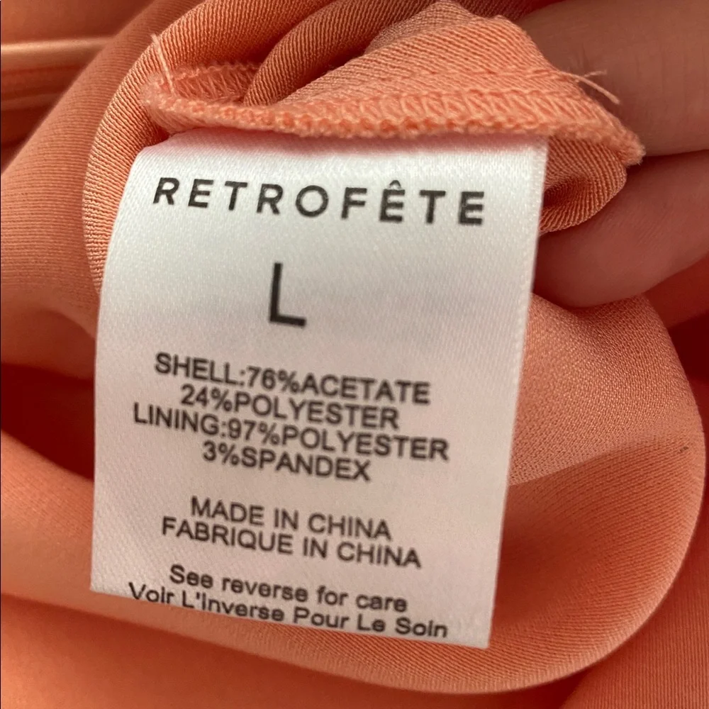 Retrofete Ester Satin Maxi Gown Size L Cantaloupe Peach Halter Dress Party Event